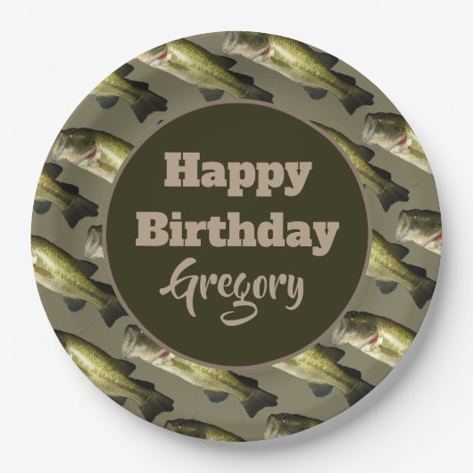 Assiettes En Carton Basse Pêche joyeuse fête d'anniversaire personnali (Devant)