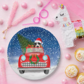 Assiettes En Carton Basset Hound Chien Conduite Voiture En Noël De Nei (Fête)