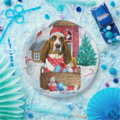 Assiettes En Carton Basset Hound Chien dans la neige Maison de Chien d (Fête)