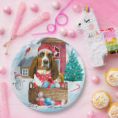 Assiettes En Carton Basset Hound Chien dans la neige Maison de Chien d (Fête)