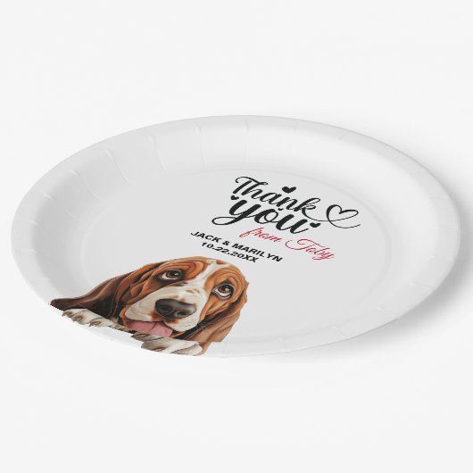 Assiettes En Carton Basset Hound Chien Mariage Cocktail (Angle)