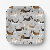 Assiettes En Carton Basset Hound Chig Bones and Paws (Recto)