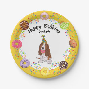 Assiettes En Carton Basset Hound Dog Birthday Donuts Party Papier Plaq