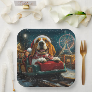 Assiettes En Carton Basset Hound Dog Roller Dessous de verre Noël
