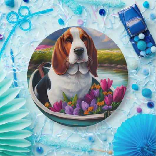 Assiettes En Carton Basset Hound Dog sur une pagaie : une aventure Pit (Fête)