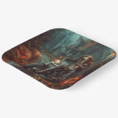 Assiettes En Carton Basset Hound équitation moto Halloween effrayant (Angulaire)