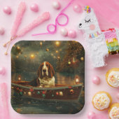 Assiettes En Carton Basset Hound Noël Festive Voyage (Fête)
