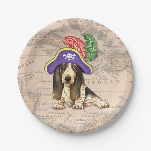 Assiettes En Carton Basset Hound Pirate (Devant)