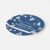Assiettes En Carton Bassin d'été badminton bleu et blanc (Angle)