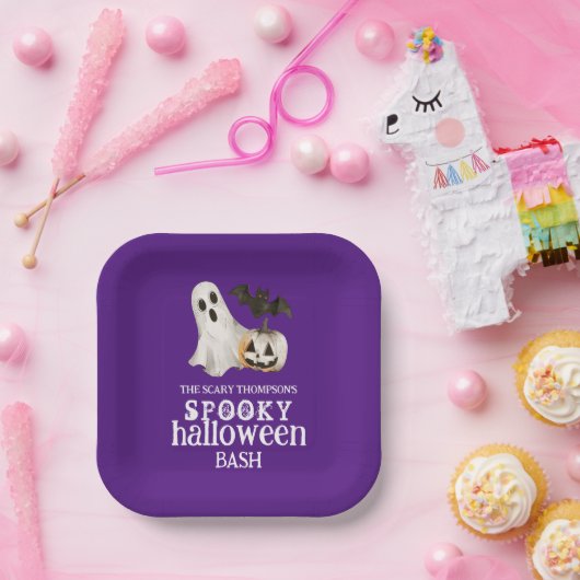 Assiettes En Carton Bat Citrouille fantôme Éffrayant Halloween Basse p (Fête)