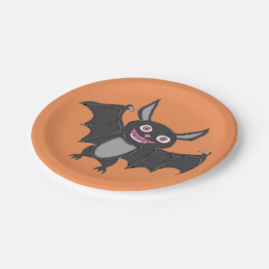 Assiettes En Carton Bat d'Halloween (Angle)