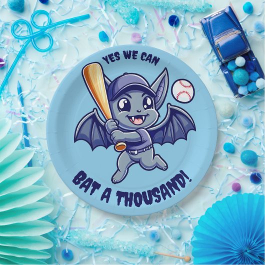 Assiettes En Carton Bat mignonne Oui On peut Bat Mille (Fête)