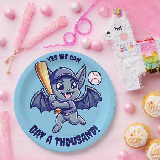 Assiettes En Carton Bat mignonne Oui On peut Bat Mille (Fête)