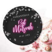 Assiettes En Carton Bat mitzvah à thème rose chaud
