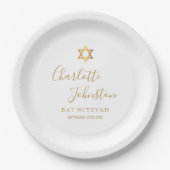 Assiettes En Carton Bat mitzvah, Bar Mitzvah Elegant Script Gold (Devant)