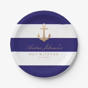 Assiettes En Carton Bat mitzvah nautique de marine