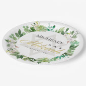 ASSIETTES EN CARTON BAT MITZVAH WREATSTAR BAR GREEN GOLD FOLIAGE (Angle)