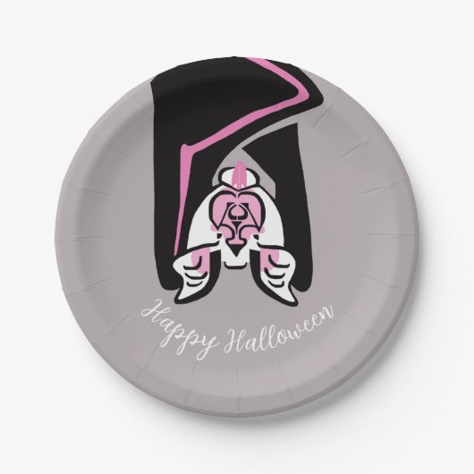 Assiettes En Carton BAT noir graphique -Happy Halloween - Fête (Devant)