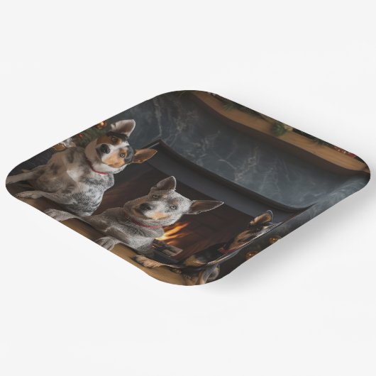 Assiettes En Carton Bataille australienne près de la cheminée Noël (Angulaire)