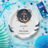 Assiettes En Carton Bateau à cordes Bateau Marine Mariage nautique ble (Fête)