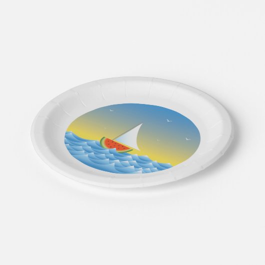 Assiettes En Carton Bateau à eau de pastèque (Angle)
