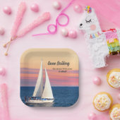 Assiettes En Carton Bateau à voile à la retraite Sunset Ocean (Fête)