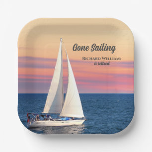 Assiettes En Carton Bateau à voile à la retraite Sunset Ocean
