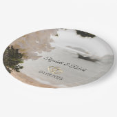 Assiettes En Carton Bateau à voile Fleurs Plage Mariage (Angle)