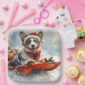 Assiettes En Carton Bateau australien en sledge laissez-le neiger Noël (Fête)