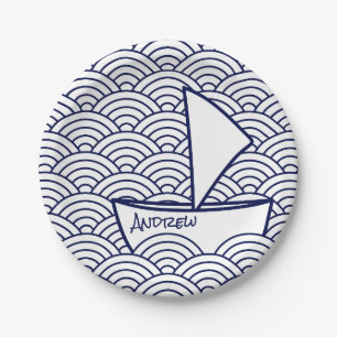 Assiettes En Carton Bateau de la plaque à papier de vagues
