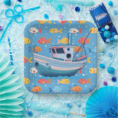 Assiettes En Carton Bateau de pêche (Fête)