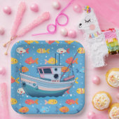 Assiettes En Carton Bateau de pêche (Fête)
