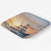 Assiettes En Carton Bateau de pêche anniversaire (Angulaire)