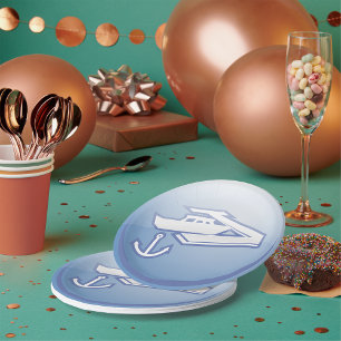 Assiettes En Carton Bateau et Ancre Marine nautique