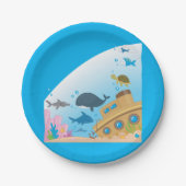 Assiettes En Carton Bateau Et Poisson Ensoleillés (Devant)