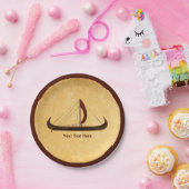 Assiettes En Carton Bateau viking à voile rouge (Fête)