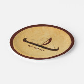 Assiettes En Carton Bateau viking à voile rouge (Angle)