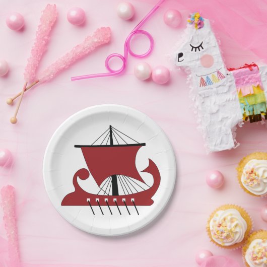 Assiettes En Carton Bateau Viking Longship Silhouette Drakkar (Fête)