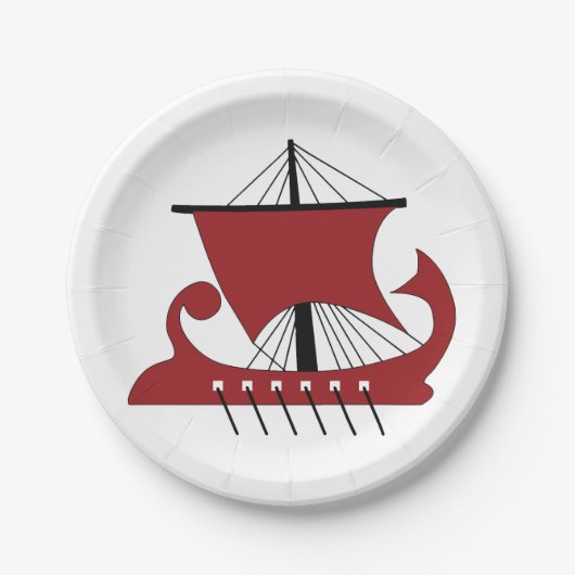 Assiettes En Carton Bateau Viking Longship Silhouette Drakkar (Devant)