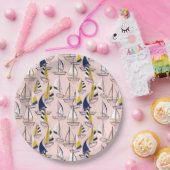 Assiettes En Carton Bateaux à voile bleu marine (Fête)