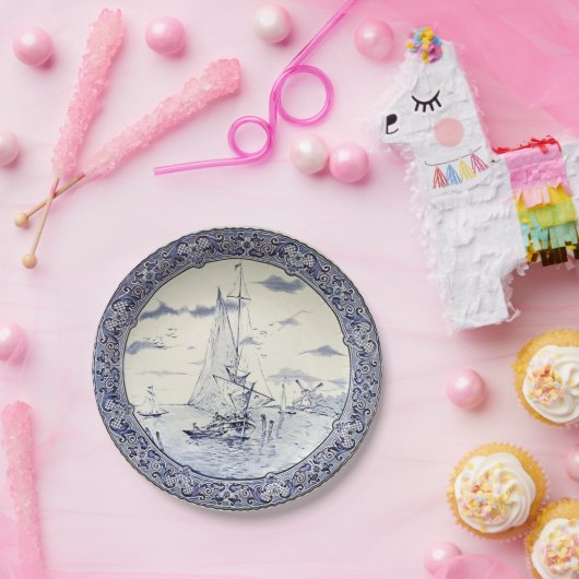 ASSIETTES EN CARTON BATEAUX À VOILE DELFT ET WINDMILLS (Fête)
