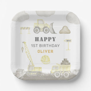 Assiettes En Carton Bâtiment Amusement Construction Enfants 1ère fête 