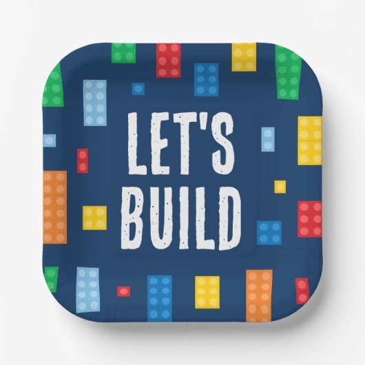 Assiettes En Carton Bâtiment Blocks Boy Birthday (Recto)
