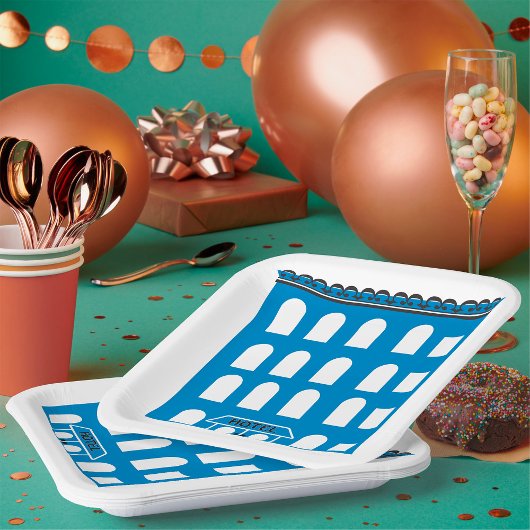 Assiettes En Carton Bâtiment Blue