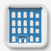 Assiettes En Carton Bâtiment Blue (Recto)