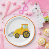 Assiettes En Carton Bâtiment Bulldozer Plaque de papier de fête d'anni (Fête)