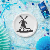 Assiettes En Carton Bâtiment de moulin à vent (Fête)