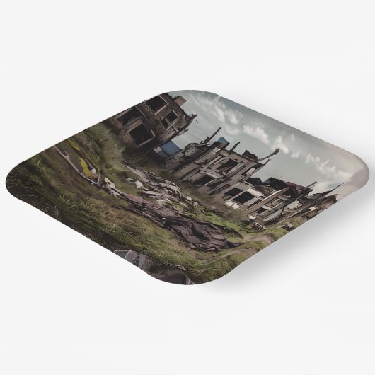 Assiettes En Carton Bâtiments abandonnés | Destruction post-apocalypse (Angulaire)