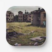 Assiettes En Carton Bâtiments abandonnés | Destruction post-apocalypse (Recto)