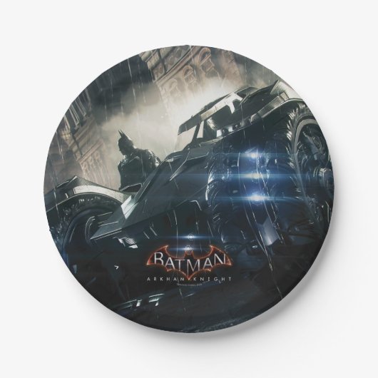 Assiettes En Carton Batman Avec Batmobile Dans La Pluie (Devant)